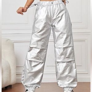 Silver Parachute Pants